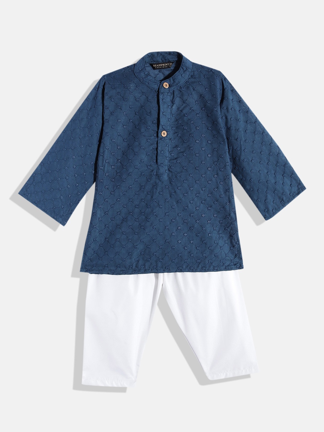 

Readiprint Fashions Boys Thread Work Pure Cotton Kurta with Pyjamas, Navy blue