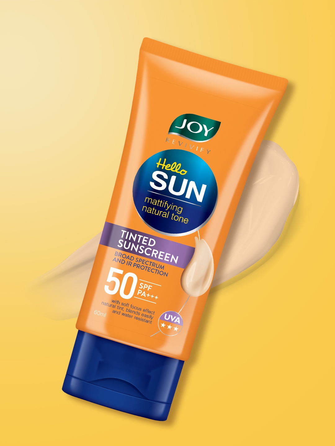 

JOY Matte Tinted Sunscreen SPF 50 PA+++ Lightweight & Water Resistant - 60ml, Orange