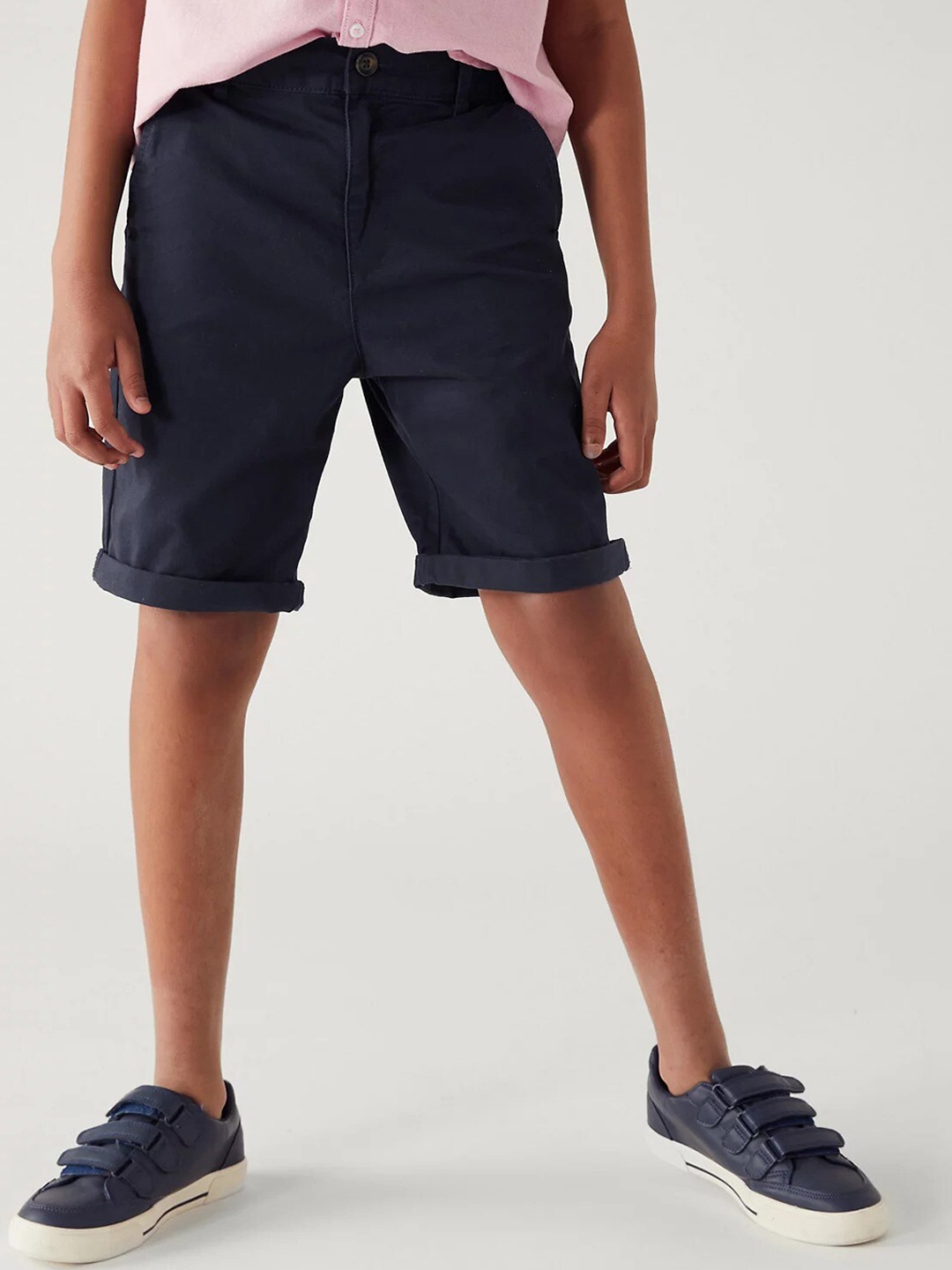 

Marks & Spencer Boys Cotton Mid-Rise Regular Fit Chino Shorts, Navy blue