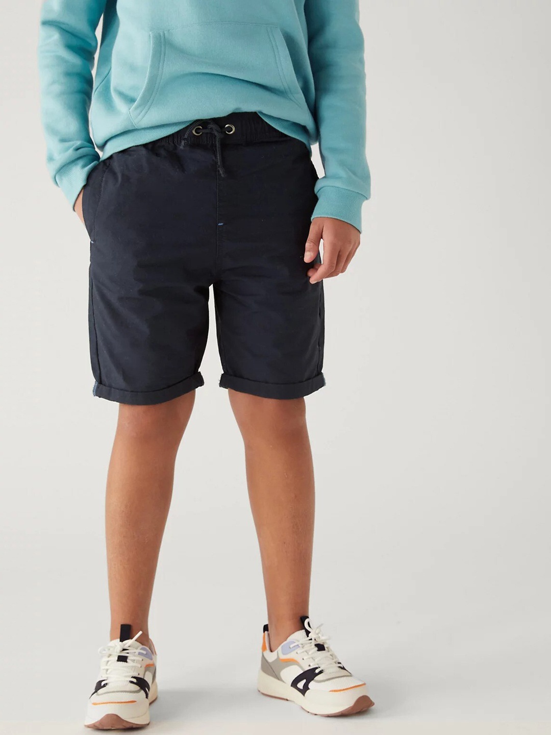 

Marks & Spencer Boys Pack Of 2 Cotton Mid-Rise Regular Fit Shorts, Navy blue