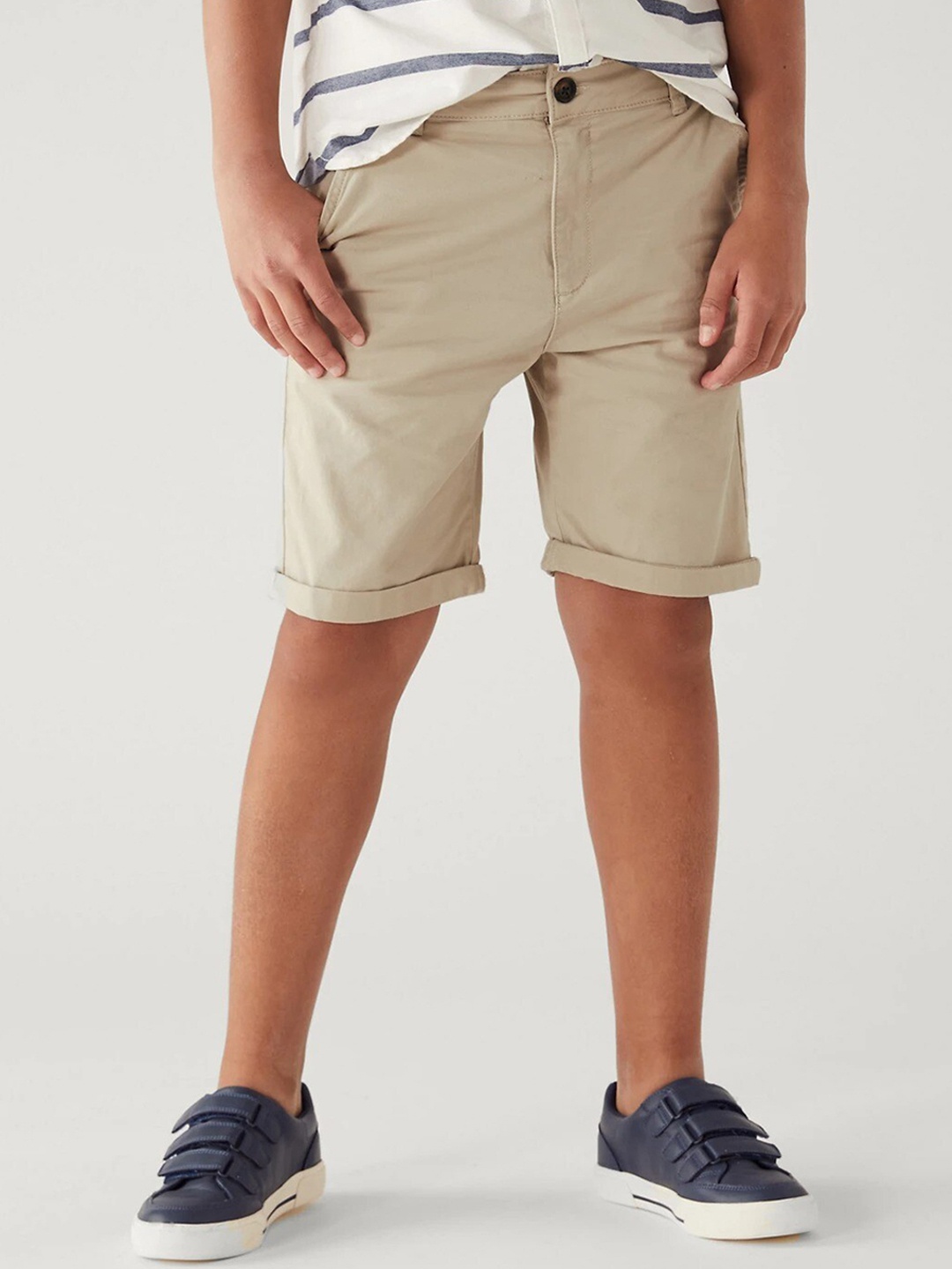 

Marks & Spencer Boys Cotton Mid-Rise Regular Fit Chino Shorts, Beige