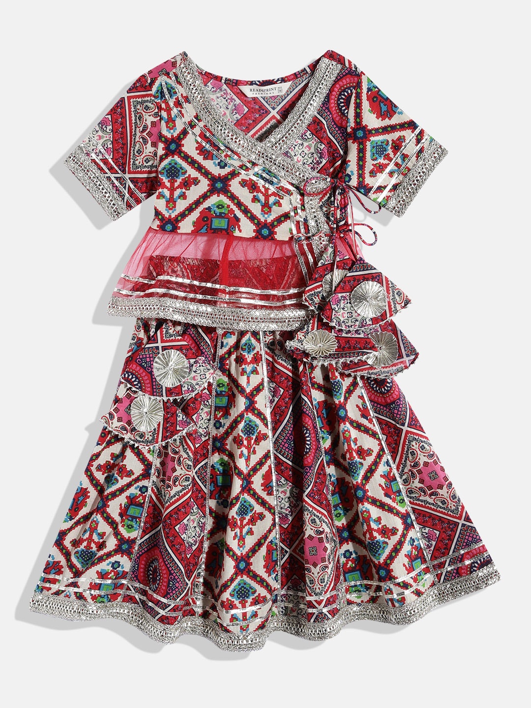 

Readiprint Girls Ethnic Motifs Printed Ready to Wear Lehenga & Choli, Red