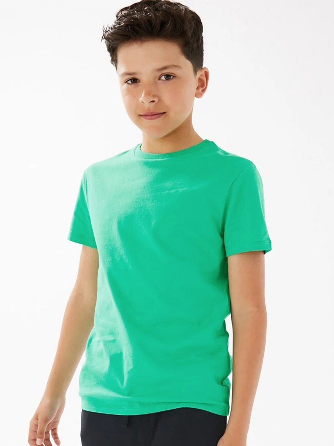 

Marks & Spencer Boys Round Neck Pure Cotton T-shirt, Green