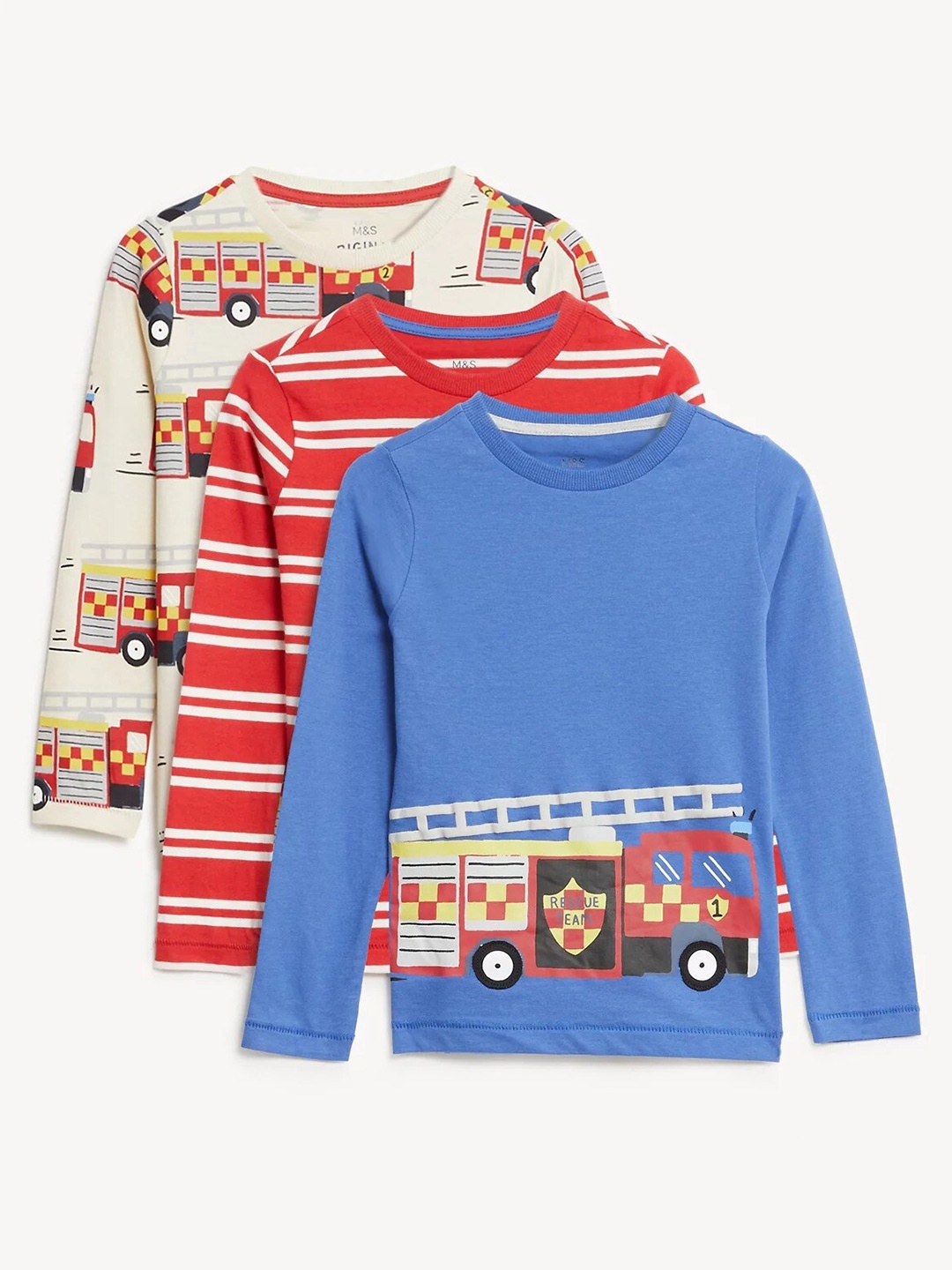 

Marks & Spencer Boys Pack of 3 Printed Pure Cotton T-shirt, Cream