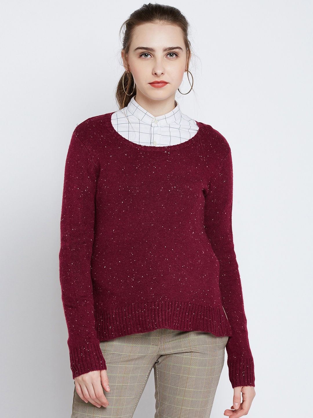 

Marie Claire Women Maroon Solid Woollen Pullover