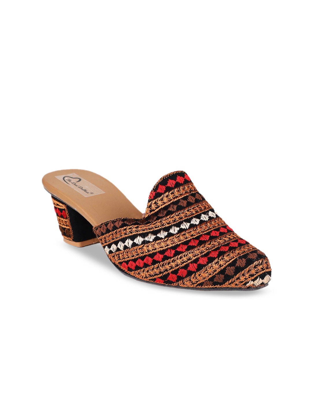 

The Desi Dulhan Embroidered Ethnic Block Mules, Red