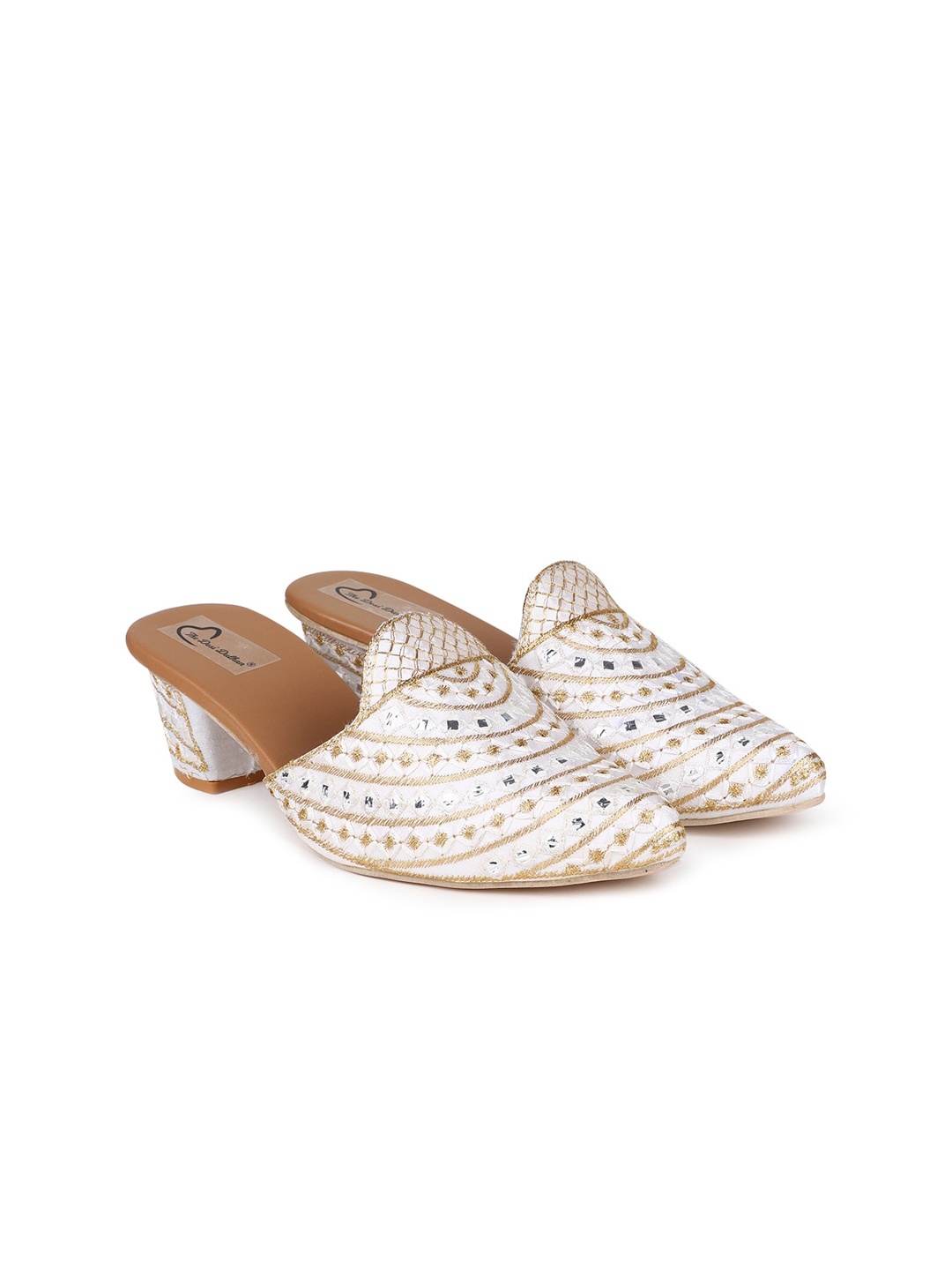 

The Desi Dulhan White Ethnic Block Pumps
