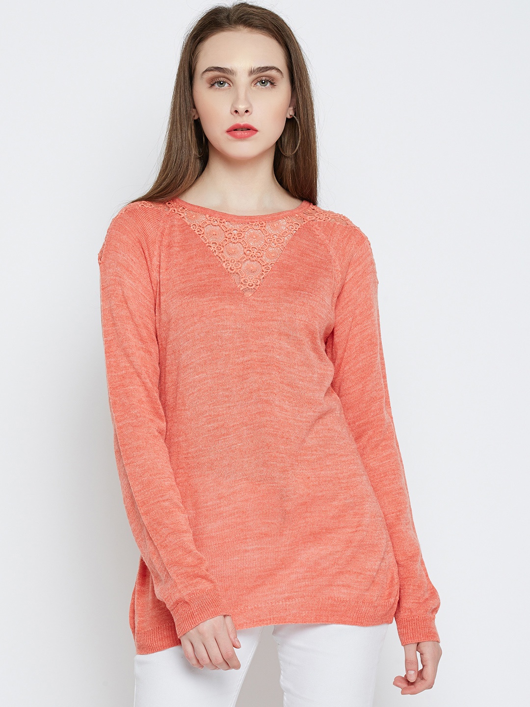 

Marie Claire Women Peach-Coloured Solid Pullover