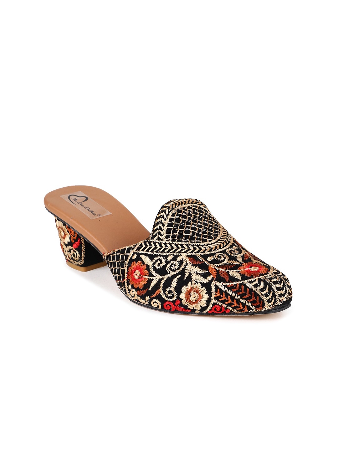 

The Desi Dulhan Ethnic Block Mules Heels, Black