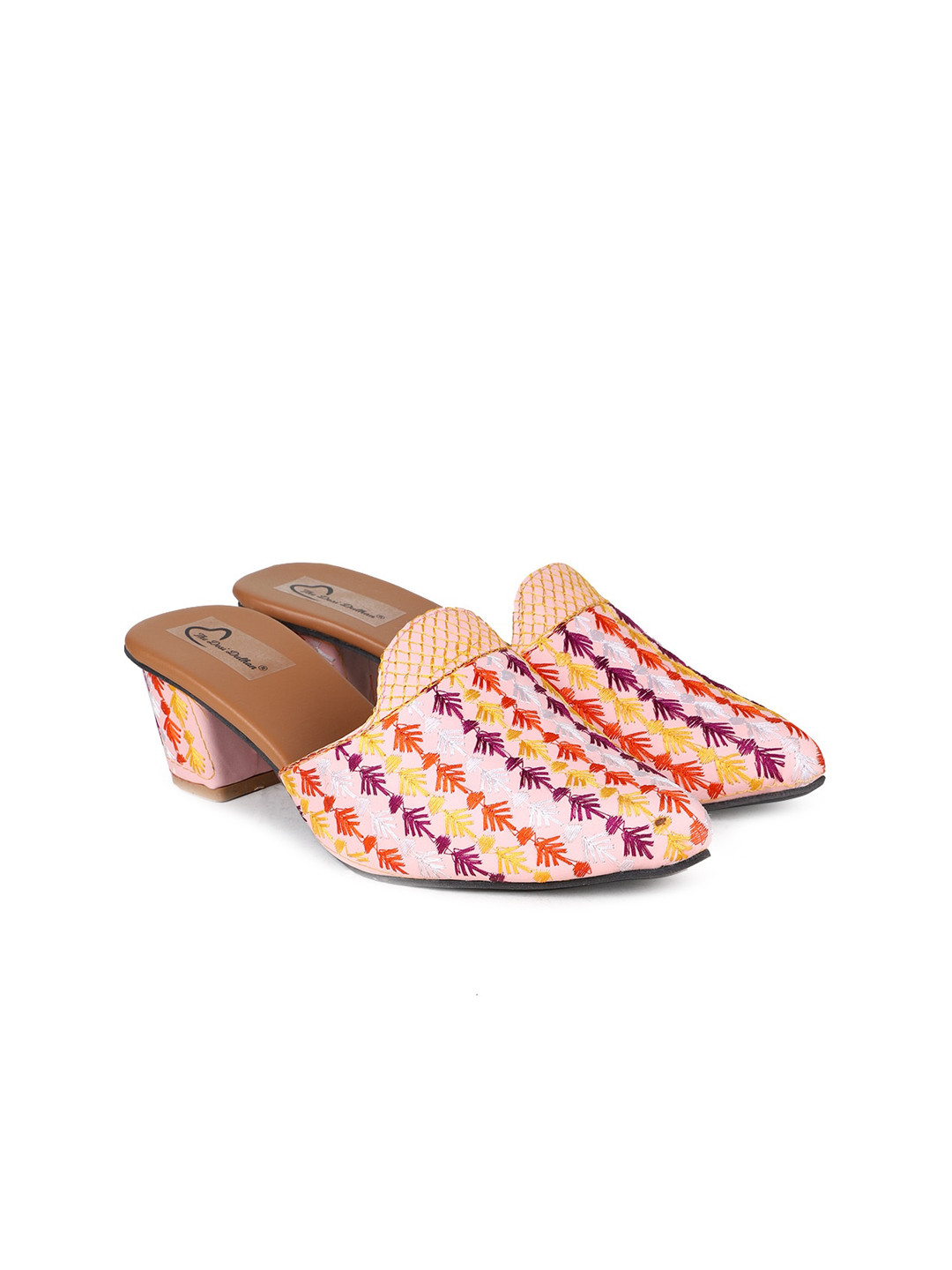 

The Desi Dulhan Embellished Ethnic Block Mules, Peach