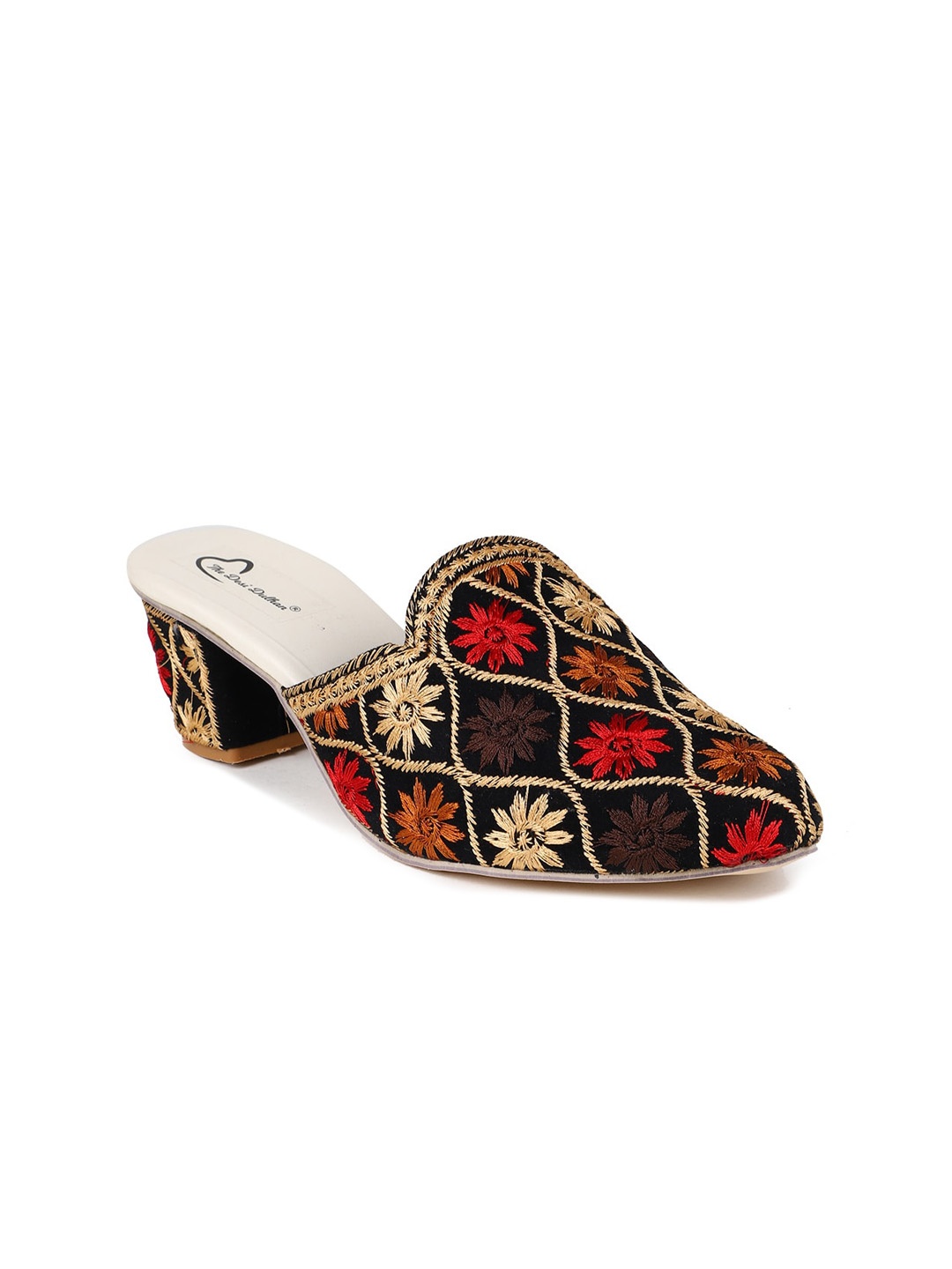 

The Desi Dulhan Embellished Ethnic Block Mules, Black