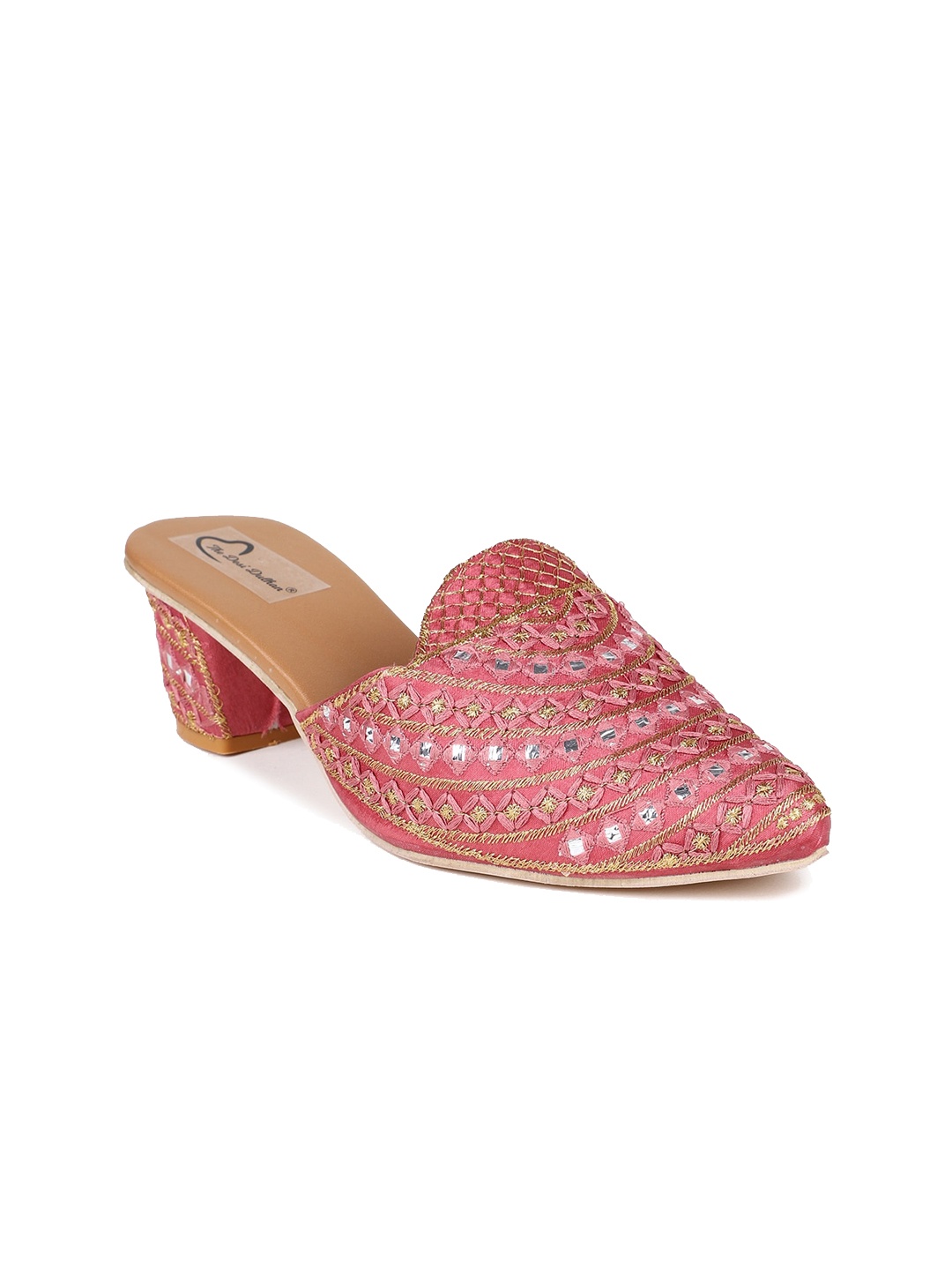 

The Desi Dulhan Embellished Ethnic Block Mules, Pink