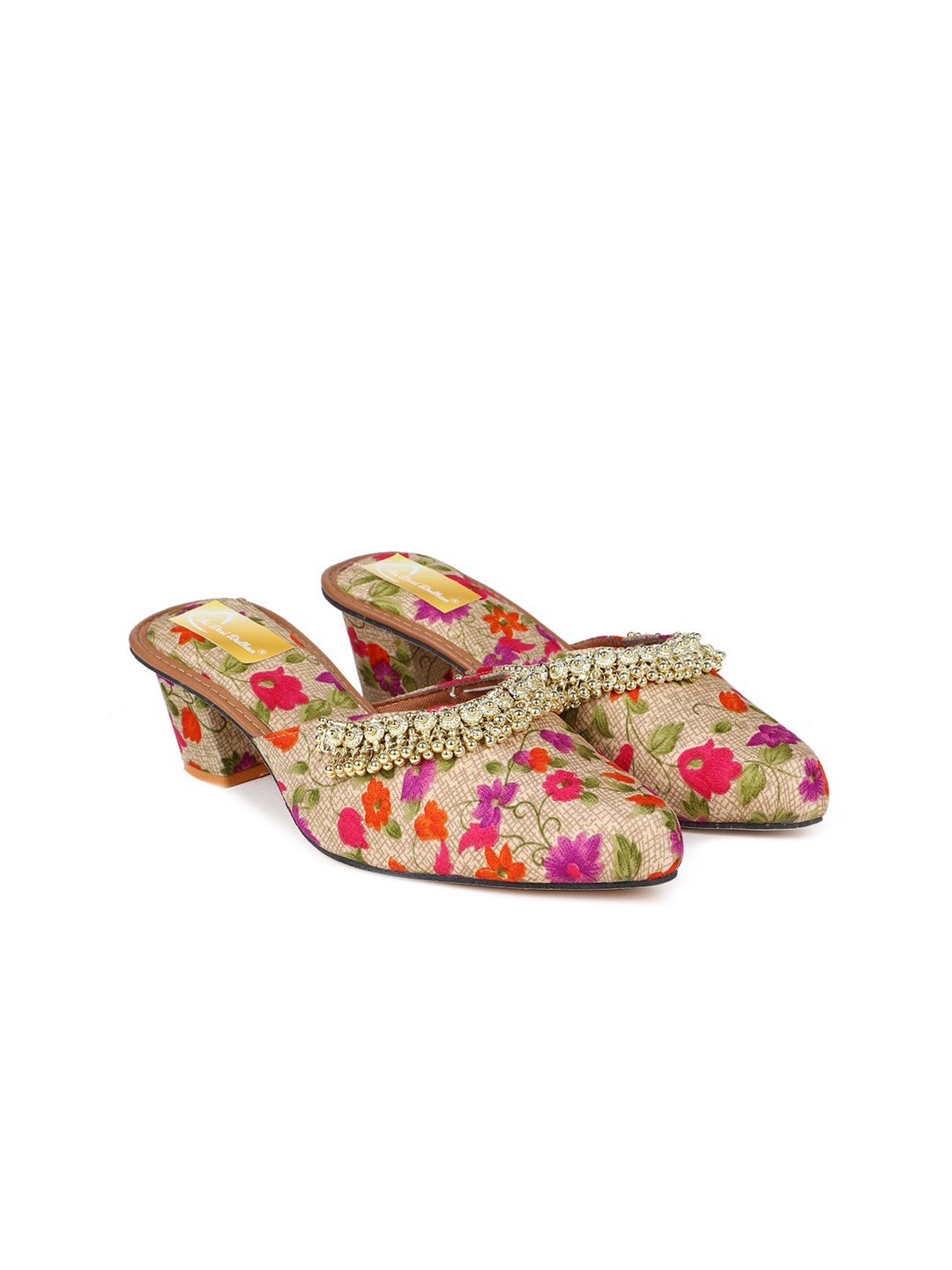 

The Desi Dulhan Ethnic Block Mules Heels, White