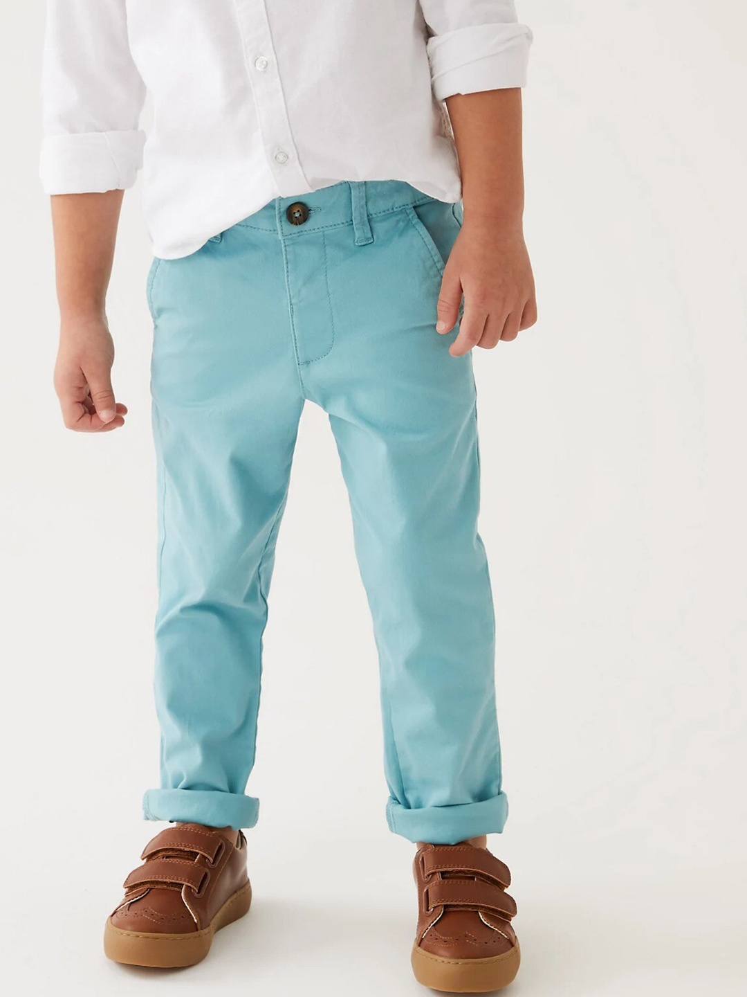 

Marks & Spencer Boys Cotton Regular Fit Trousers, Blue