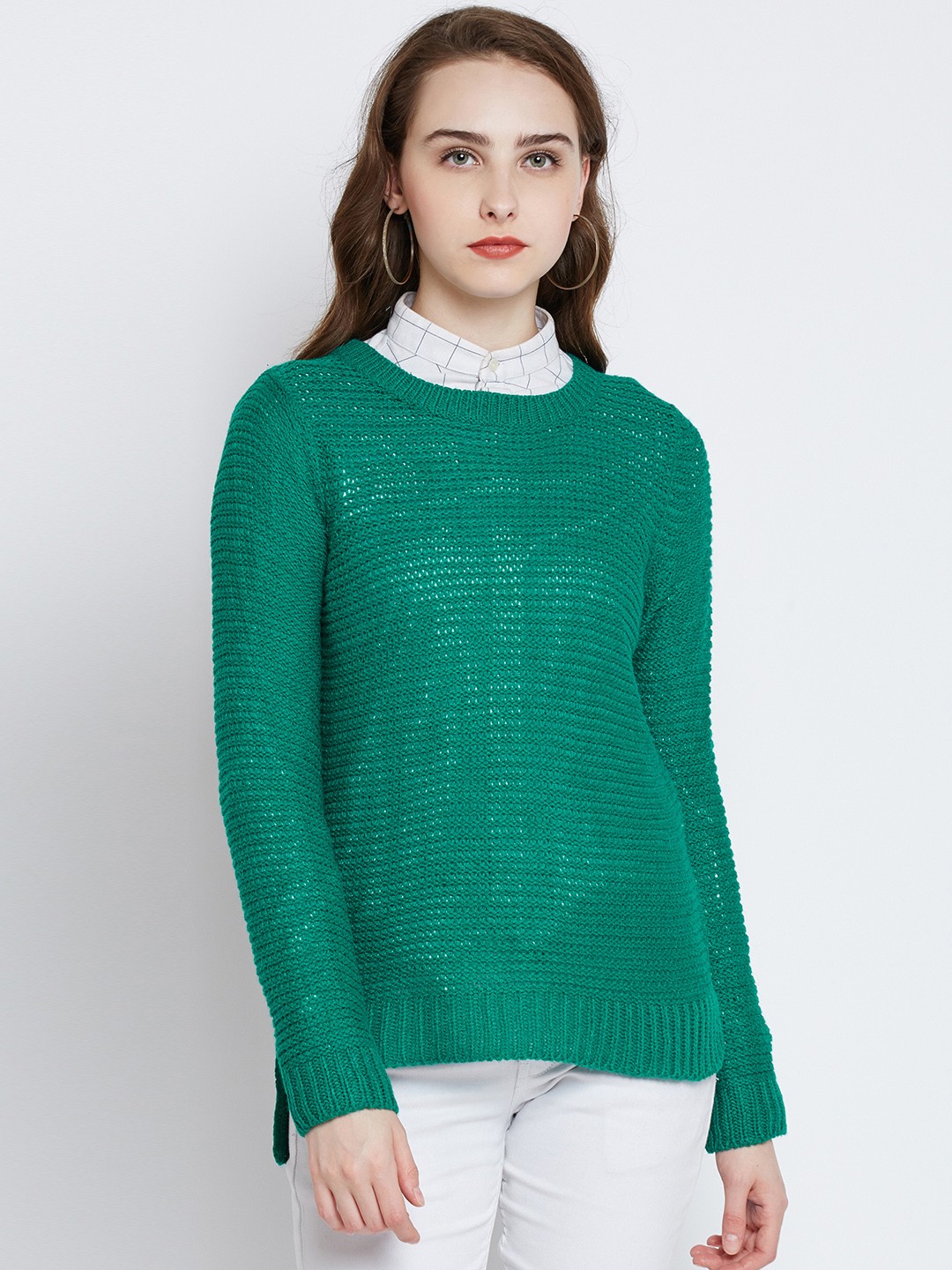 

Marie Claire Women Green Solid Woollen Pullover