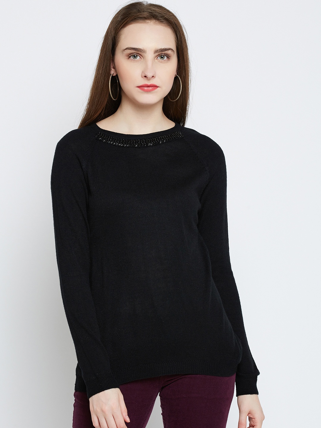 

Marie Claire Women Black Solid Pullover