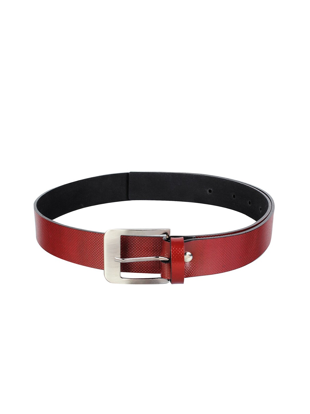 

LONDON FASHION hob Women Textured Tang Slim Belt, Maroon