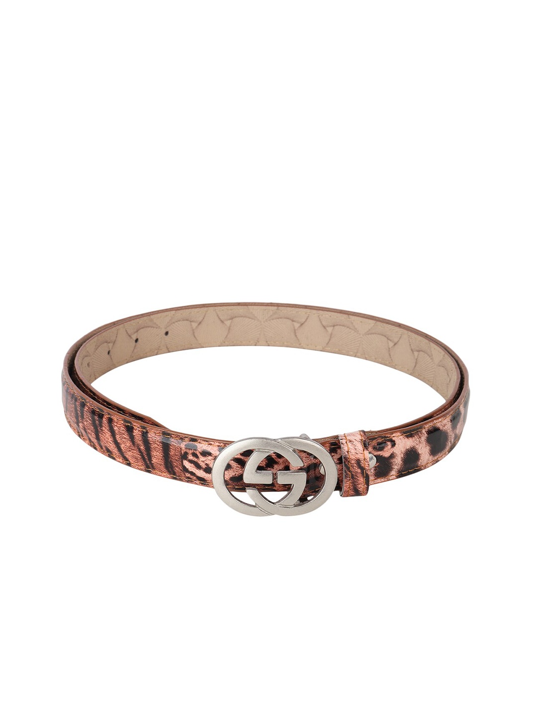 

LONDON FASHION hob Women Printed Push Pin Closure Belt, Black