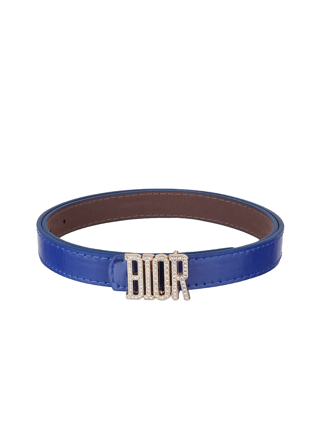 

LONDON FASHION hob Women Solid Push Pin Slim Belt, Navy blue