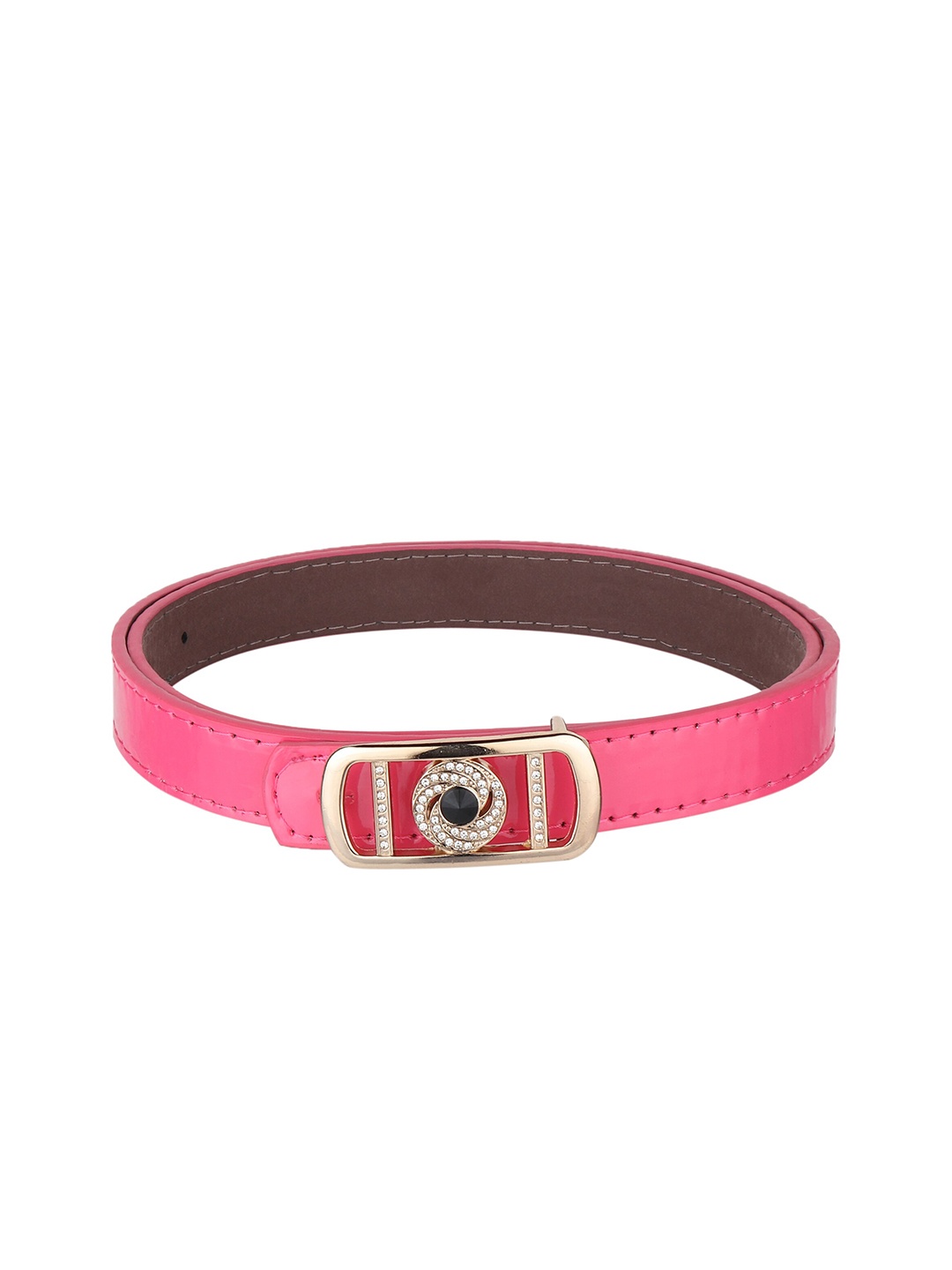 

LONDON FASHION hob Women Solid Belt With Embellished Push Pin Buckle, Pink