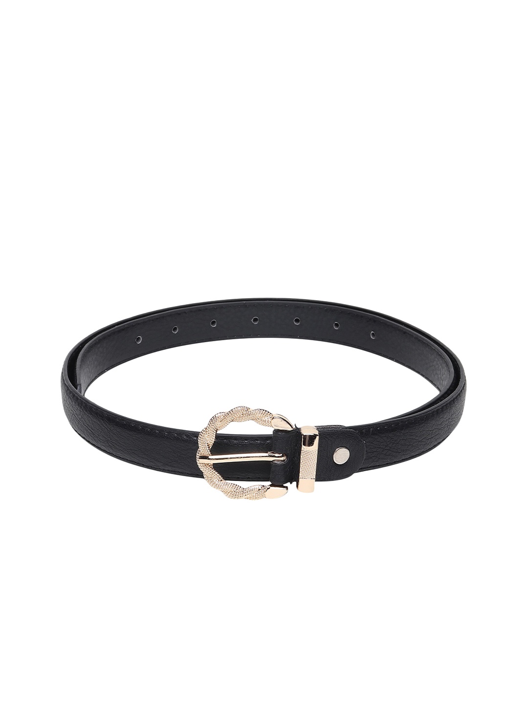 

LONDON FASHION hob Women Textured Tang Slim Belt, Black