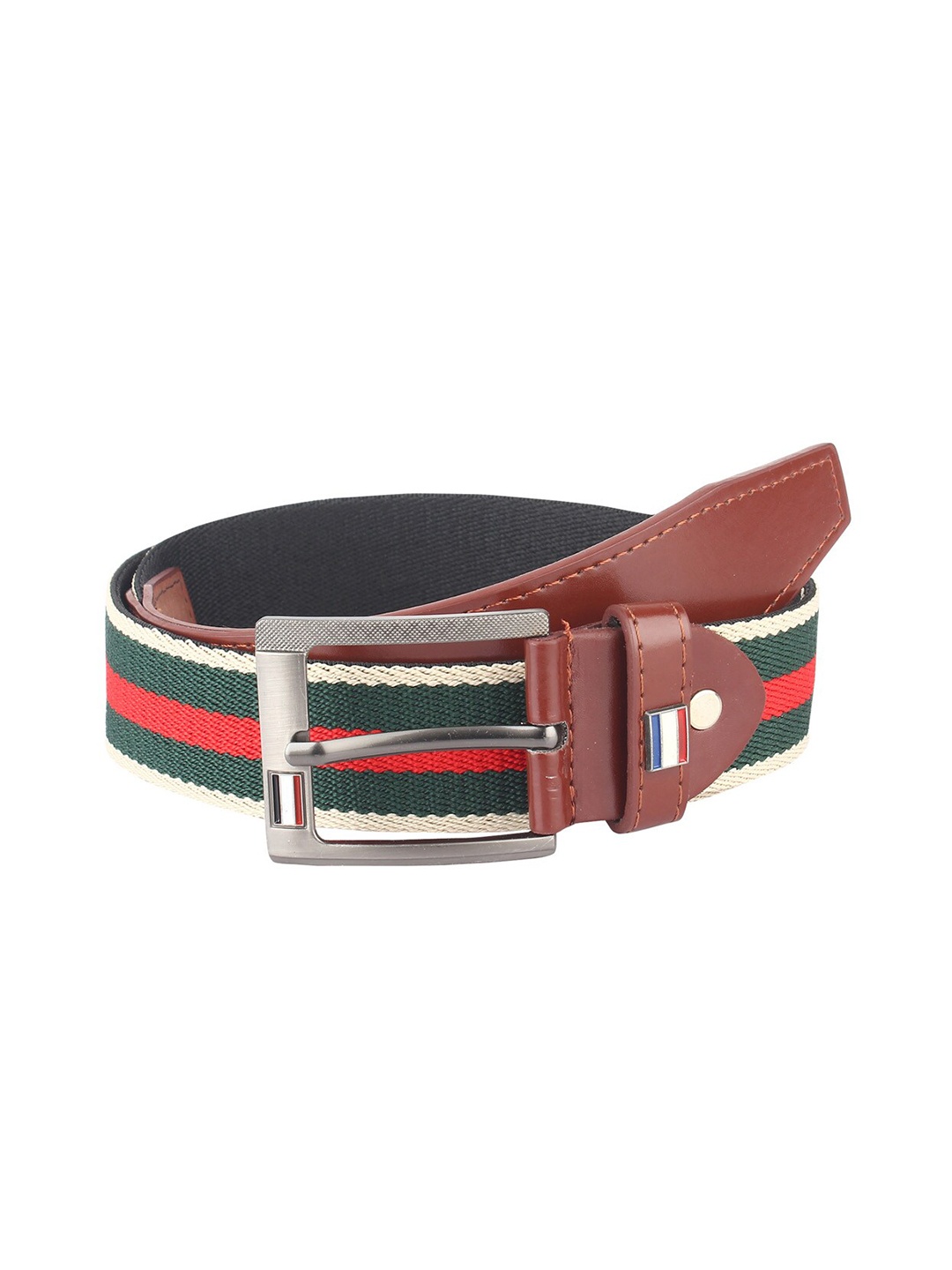 

LONDON FASHION hob Men Striped Tang Wide Belt, Green
