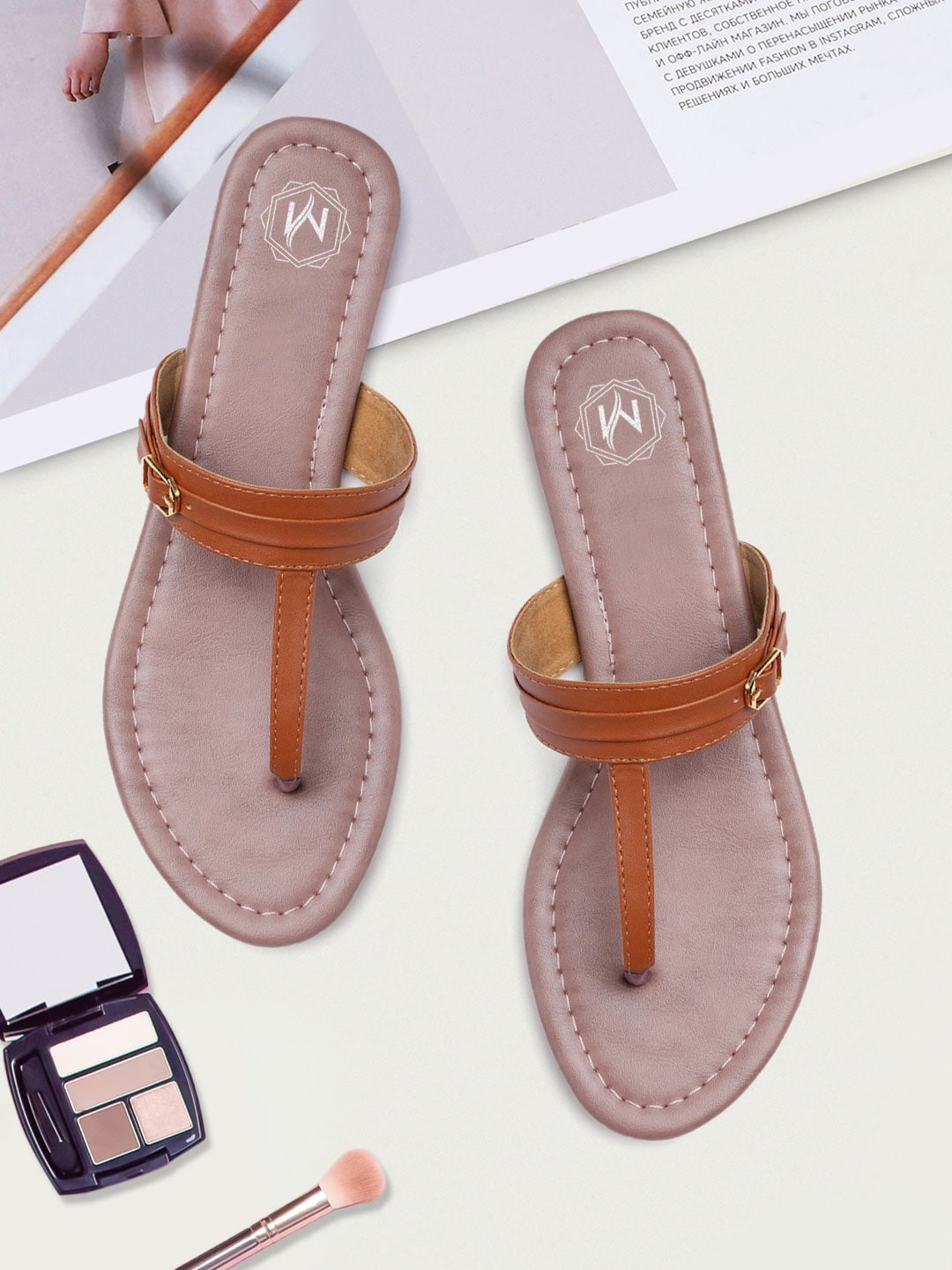 

Myra Women T-strap Flats, Brown