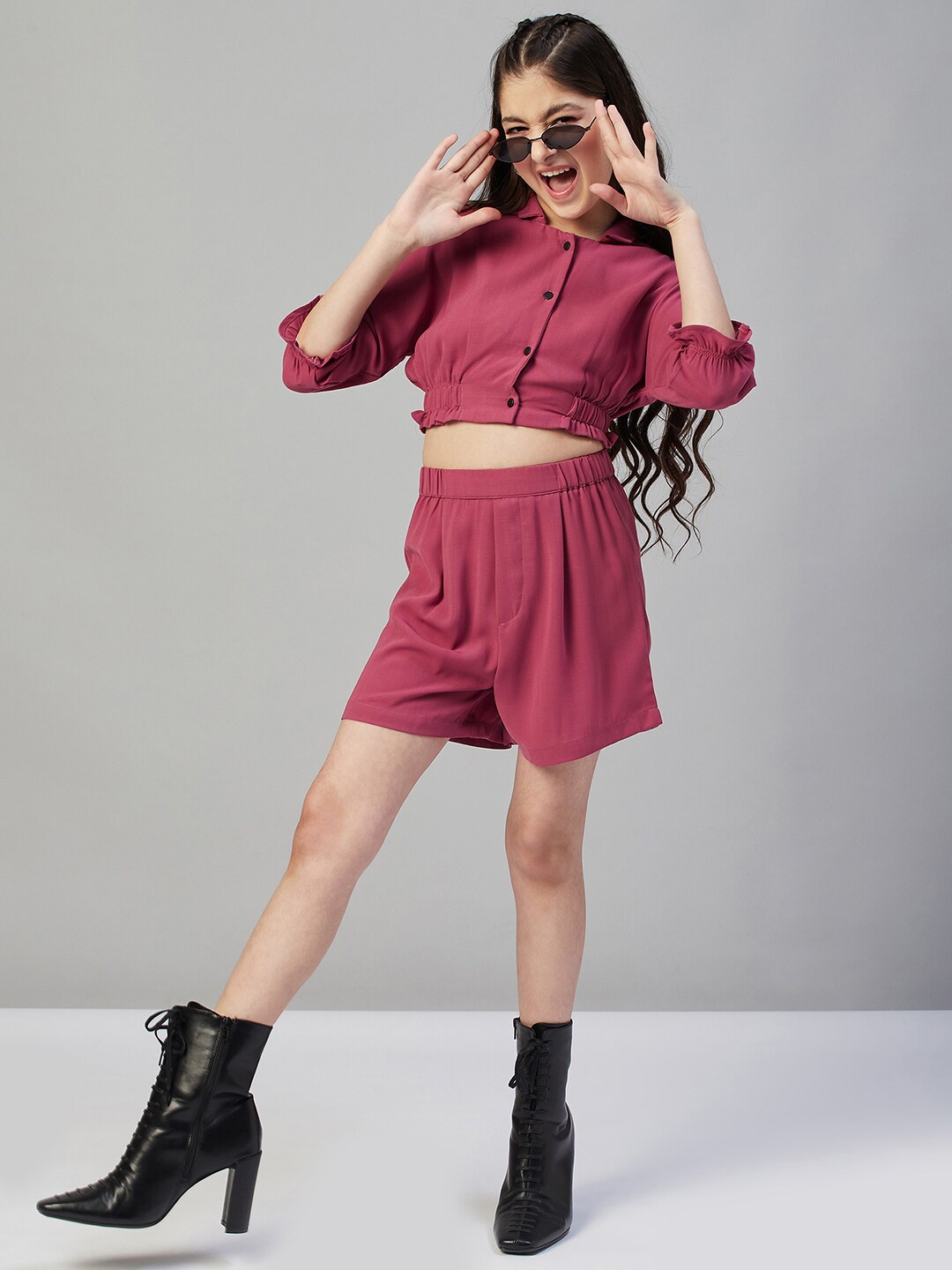 

Stylo Bug Girls Top with Shorts, Magenta