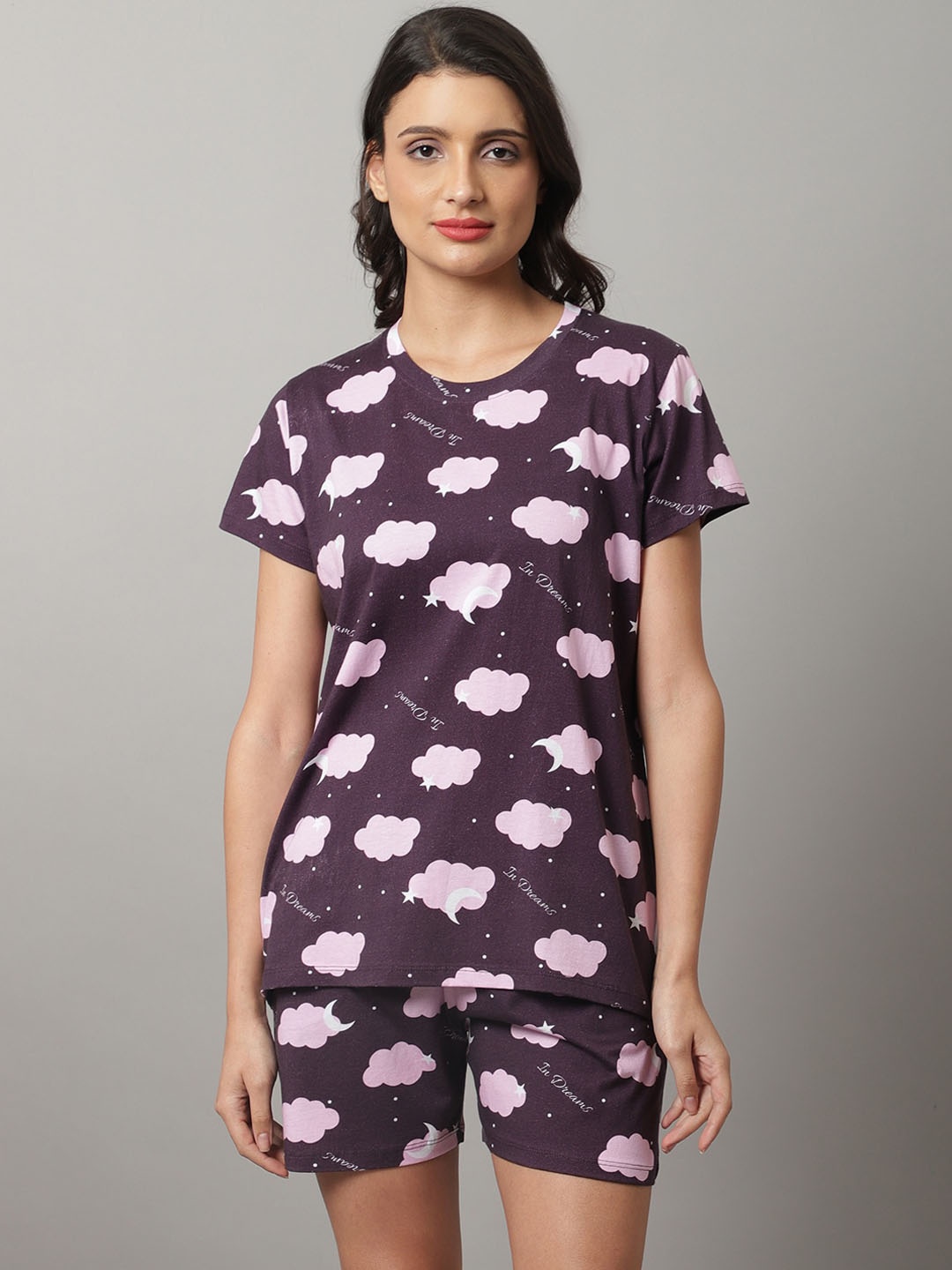 

Kanvin Conversational Printed Night Suit, Burgundy
