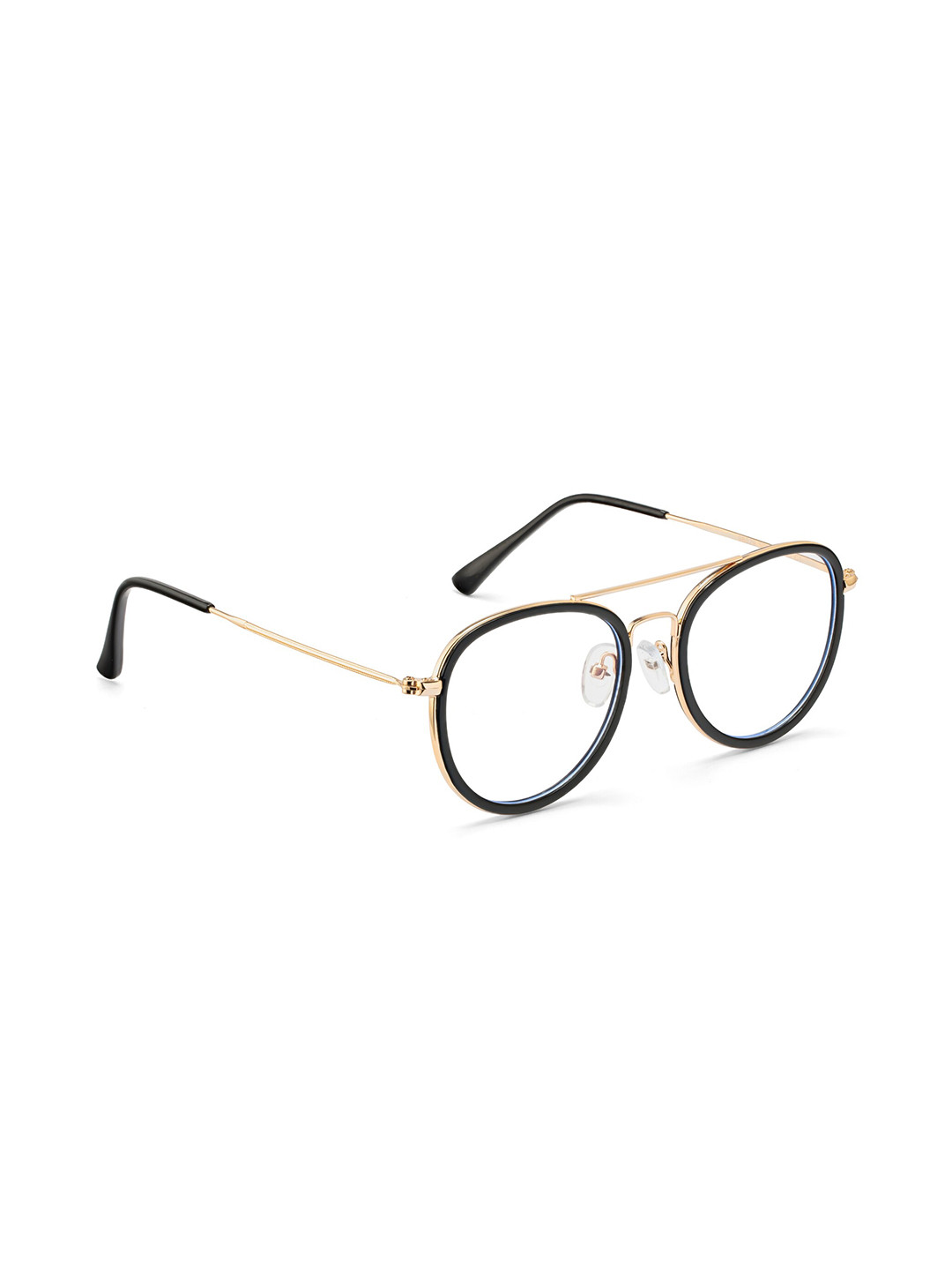 

ROYAL SON Full Rim Blue Ray Cut Round Glasses, Gold