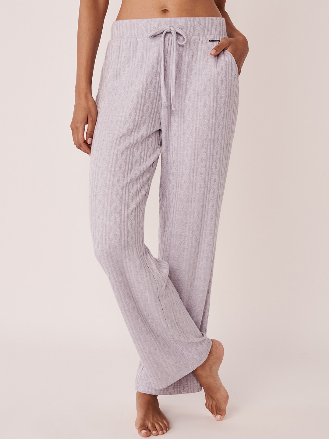 

La Vie en Rose Women Self-Design Mid-Rise Lounge Pants, Grey