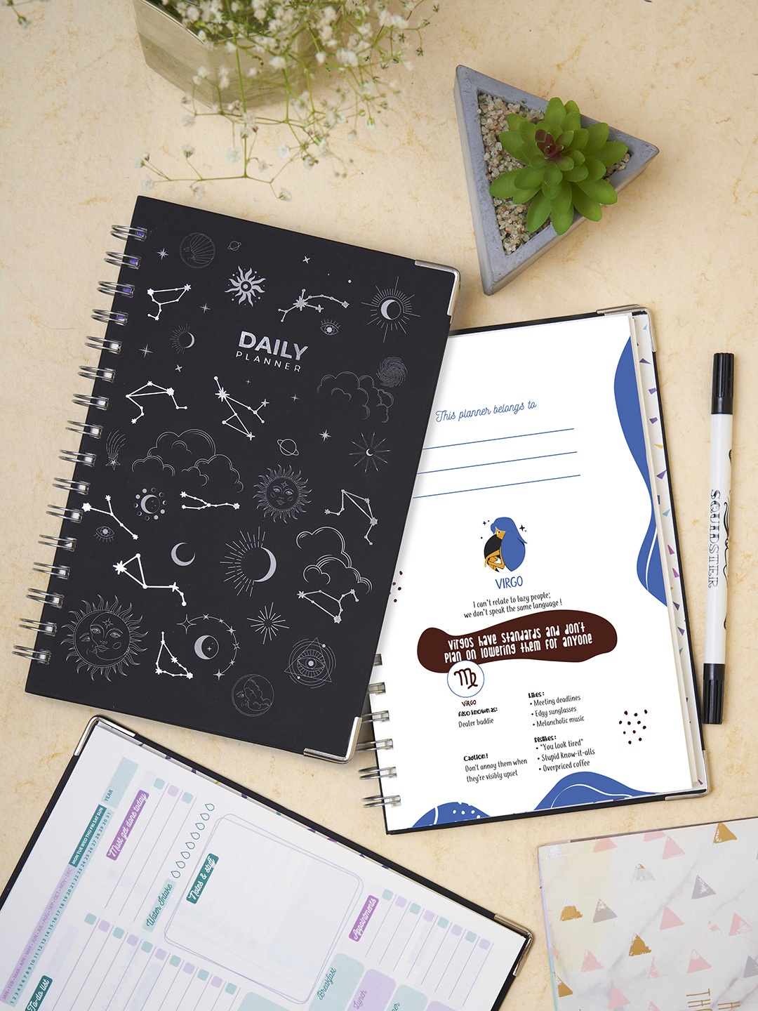 

Doodle Zodiac Virgo 80GSM A5 Daily Planner, Black
