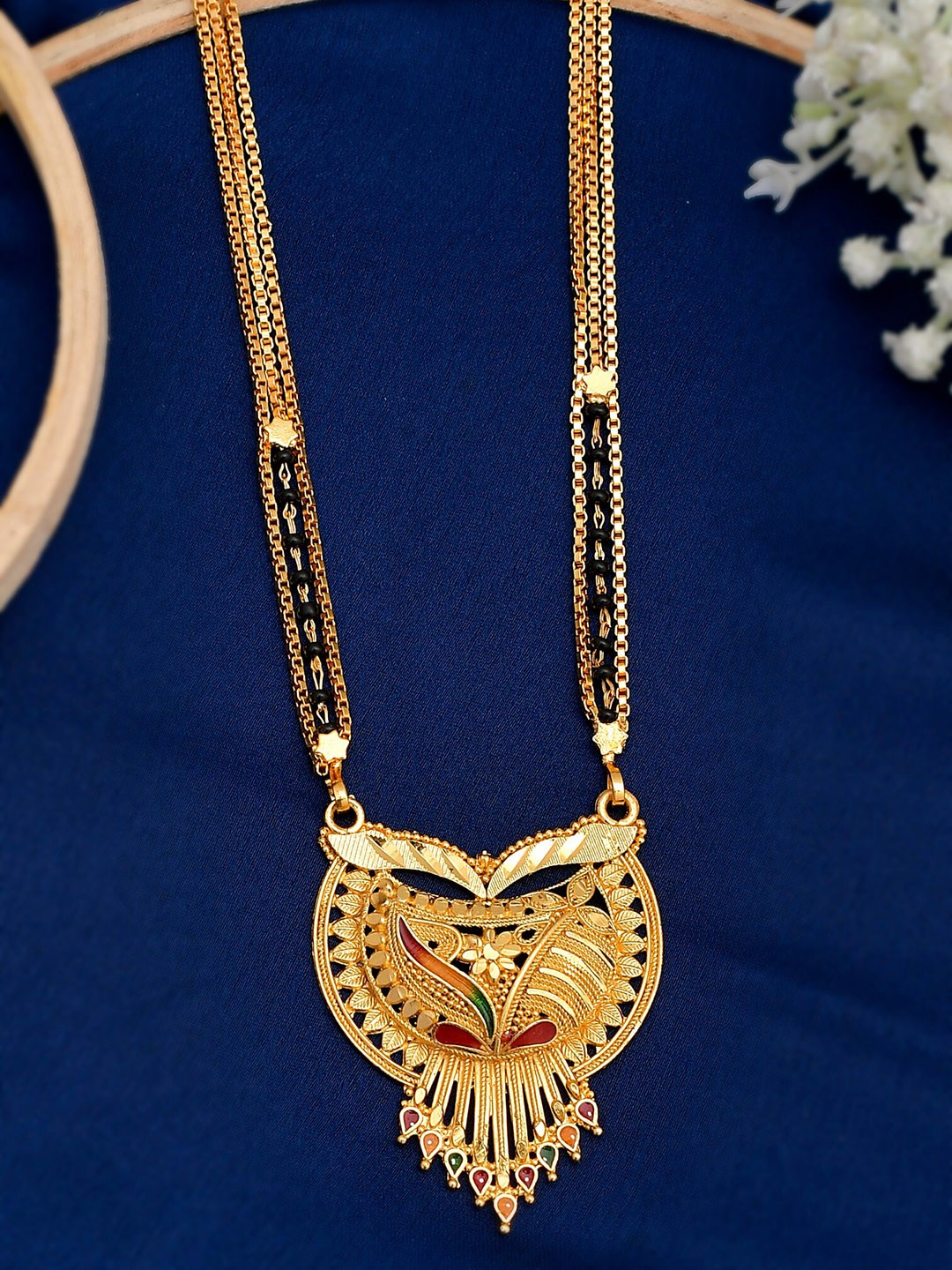 

Silvermerc Designs Gold-Plated Beaded Mangalsutra