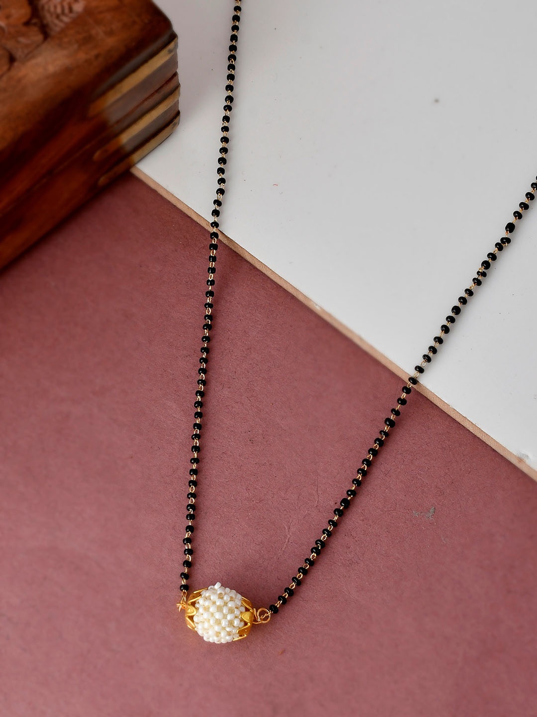 

Silvermerc Designs Gold-Plated Pearl Studded & Beaded Mangalsutra