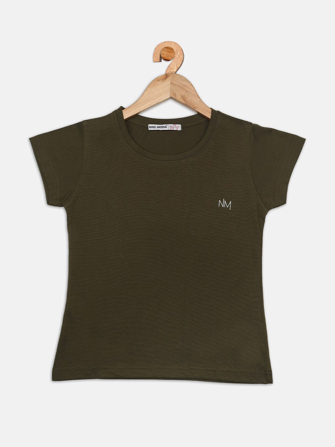 

Nins Moda Girls Short Sleeves Cotton Regular Top, Olive