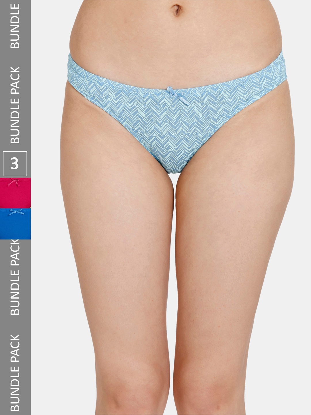 

Zivame Girls Pack Of 3 Low-Rise Bikini Briefs, Blue