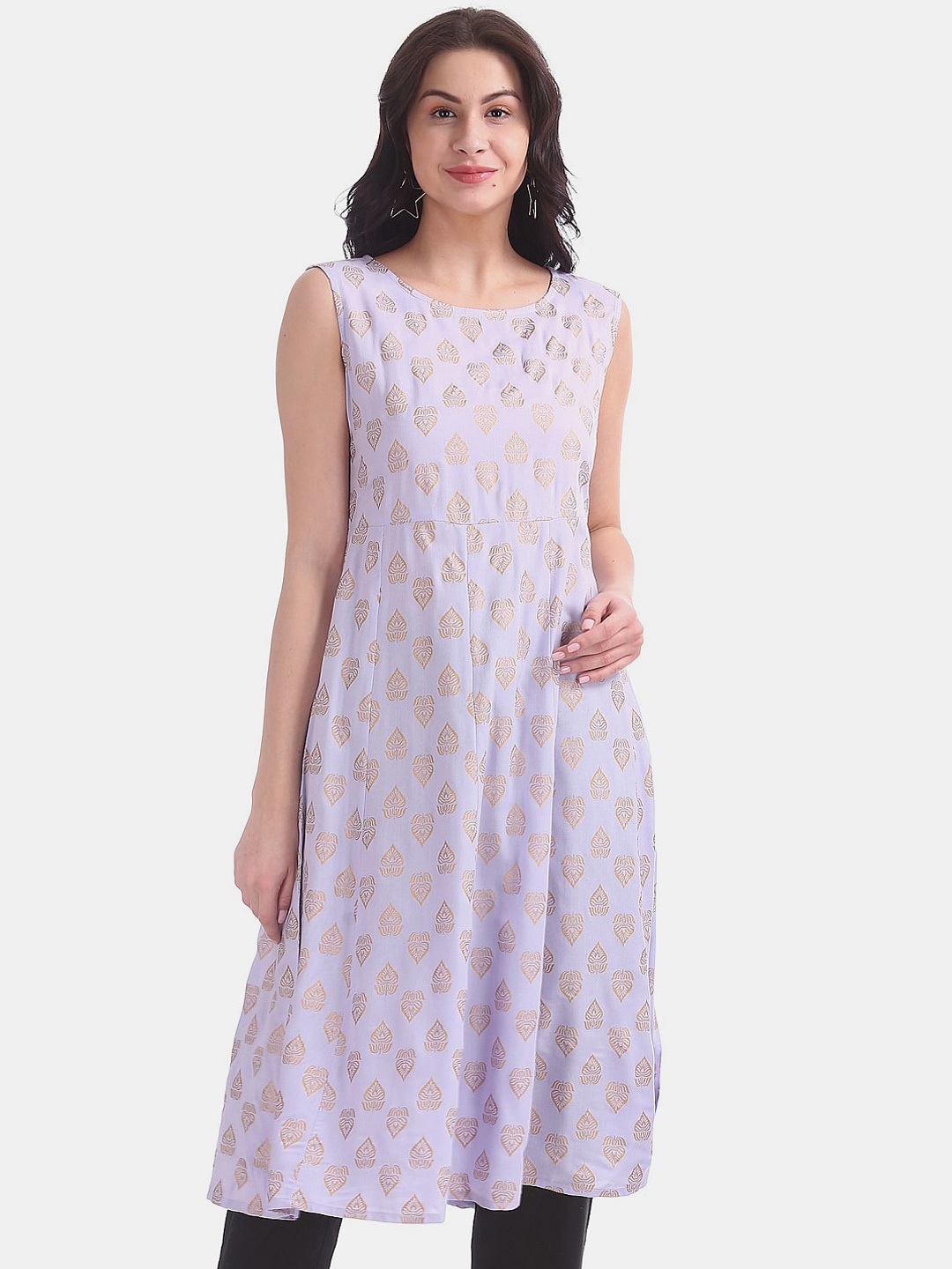 

V-Mart Ethnic Motifs Printed Cotton Kurta, Purple