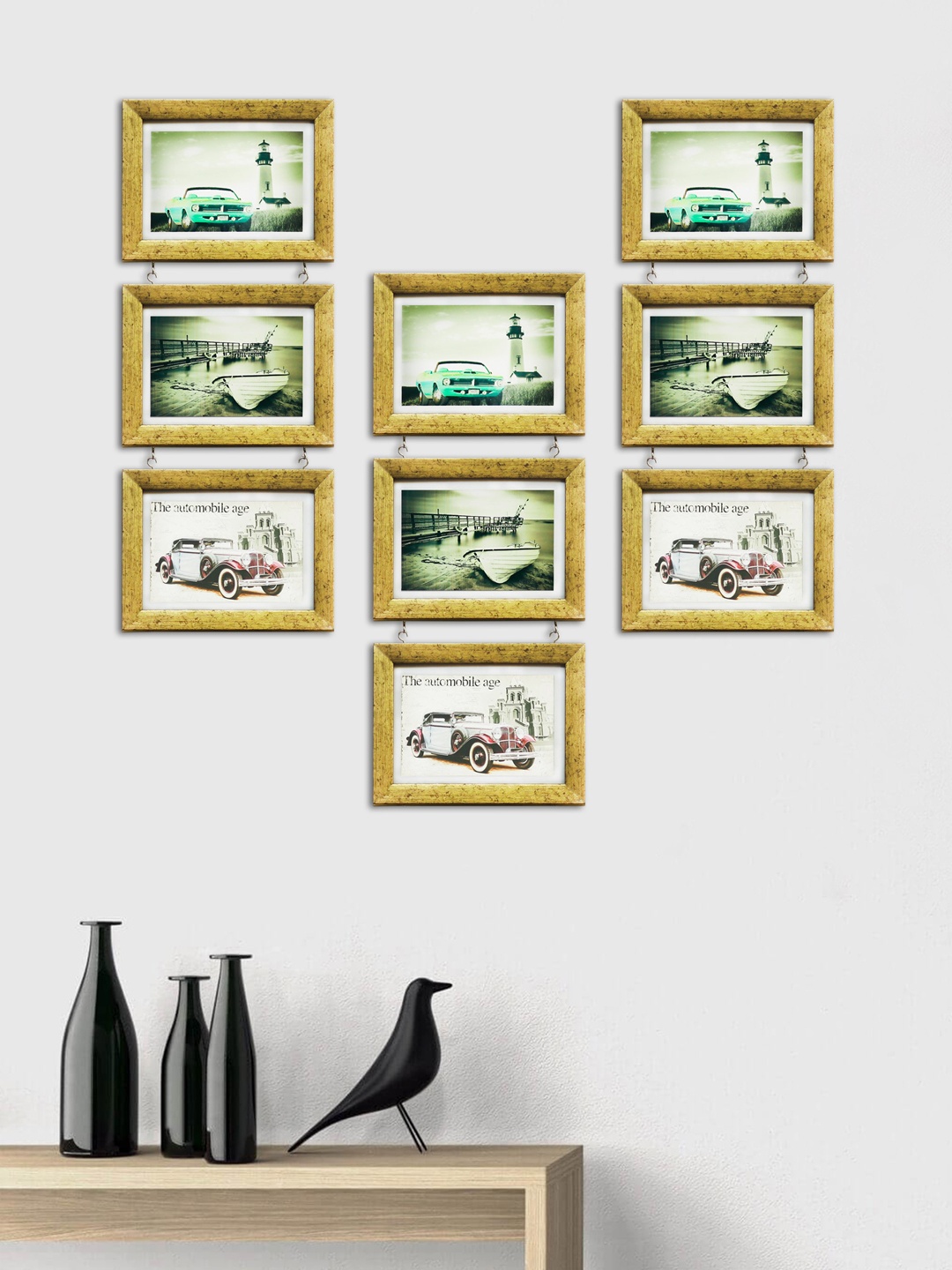 

Art Street Set of 9 Hanging Drop Photo Frames, Gold