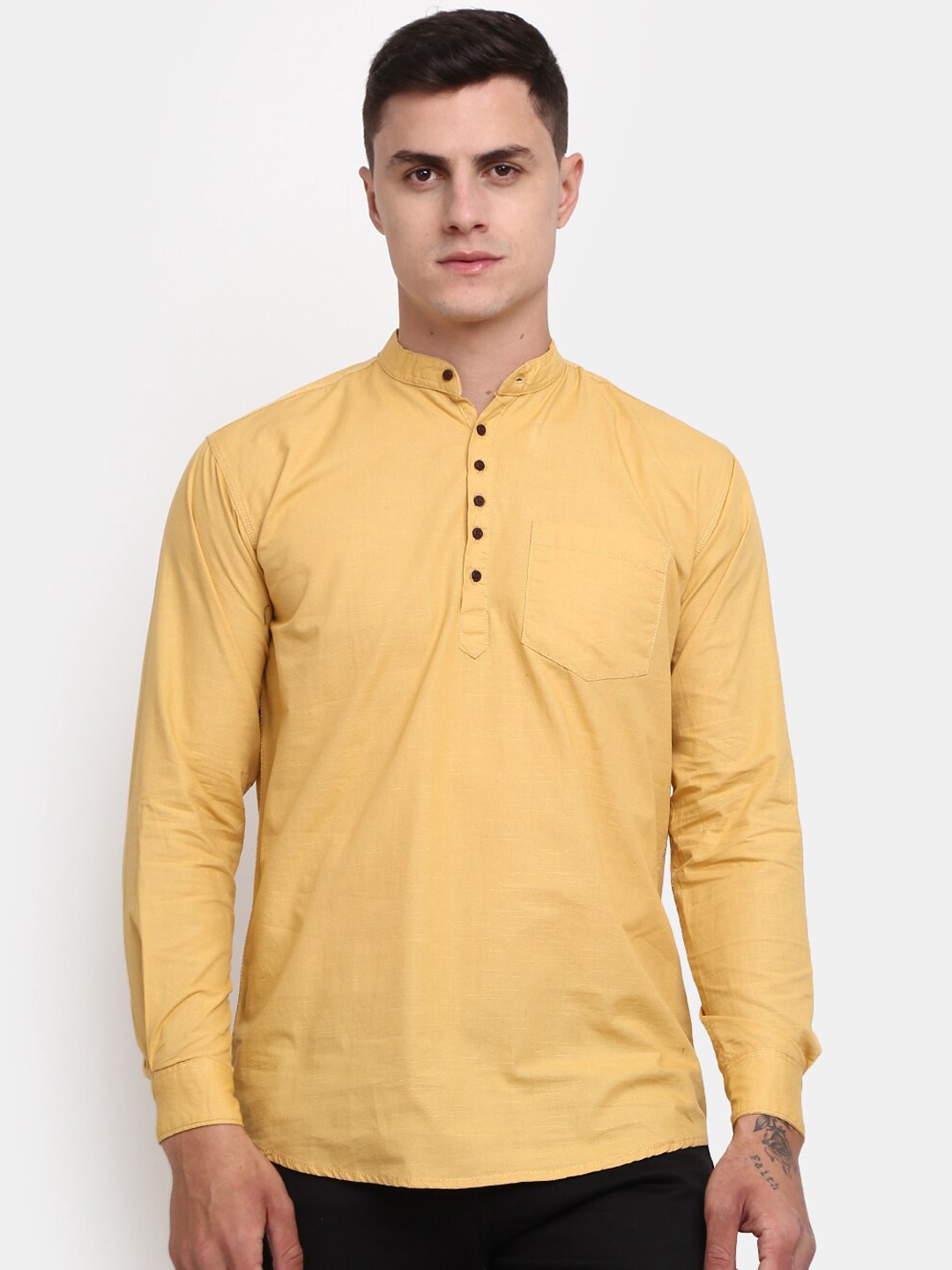 

V-Mart Mandarin Collar Cotton Kurta, Khaki