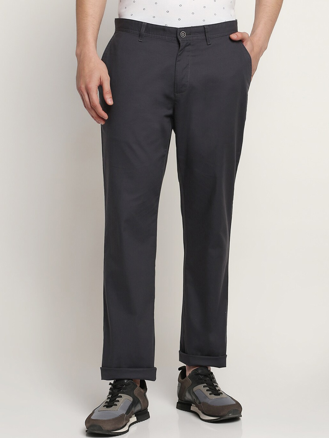 

Blackberrys Men Relaxed Fit Casual Trousers, Charcoal