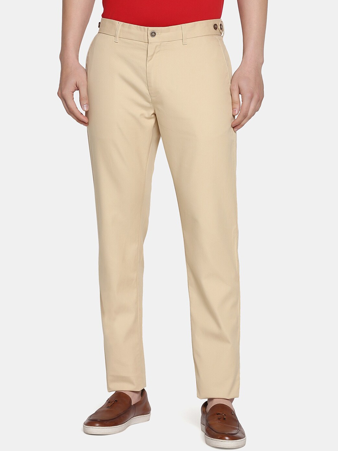 

Blackberrys Men Slim Fit Pure Cotton Trousers, Beige