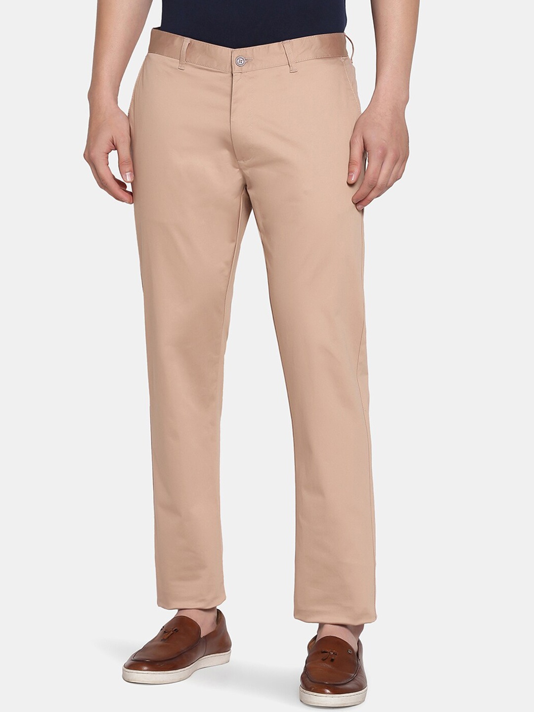 

Blackberrys Men Slim Fit Low-Rise Chinos Trousers, Peach