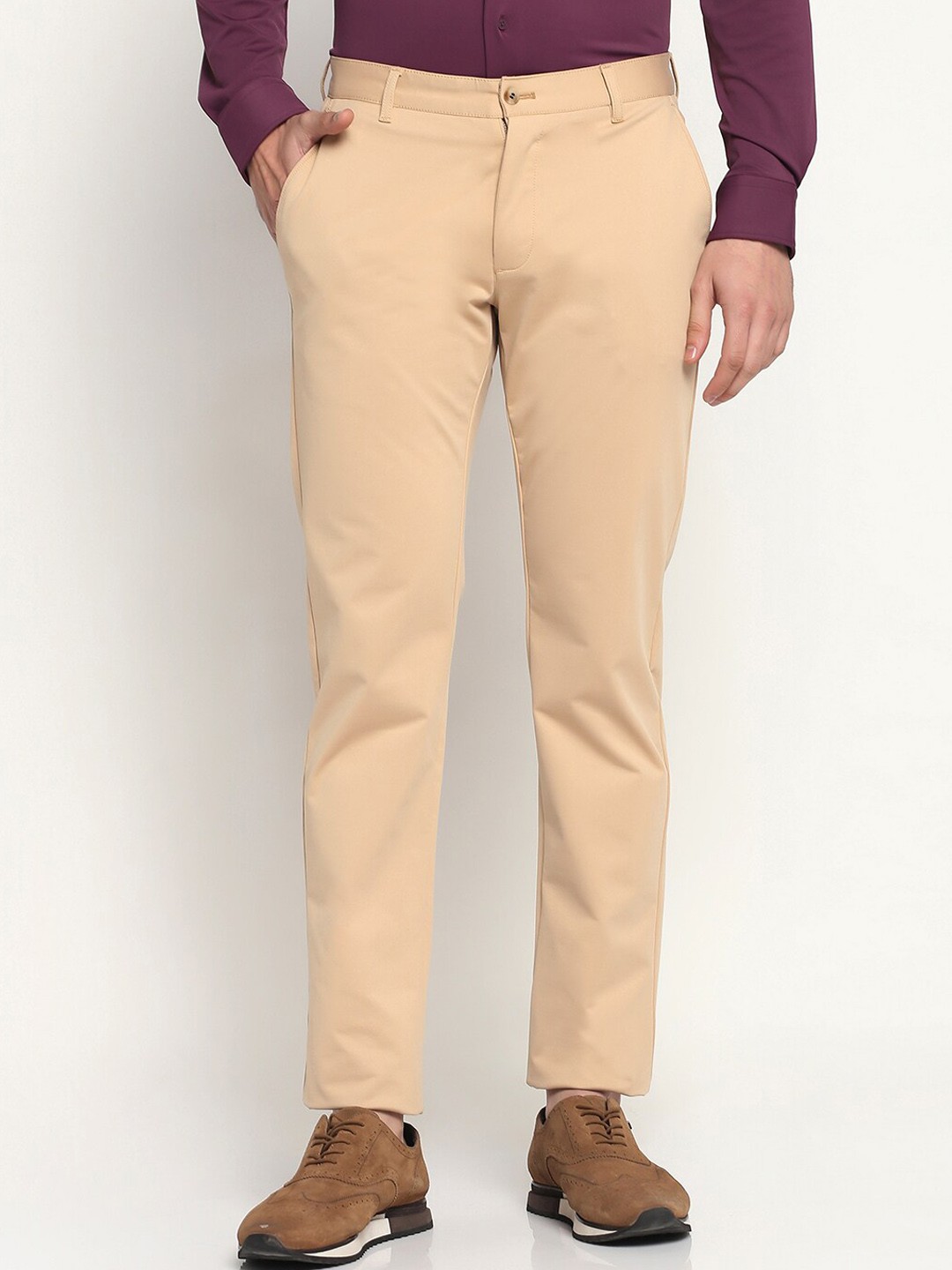 

Blackberrys Men Slim Fit Chinos Trousers, Beige