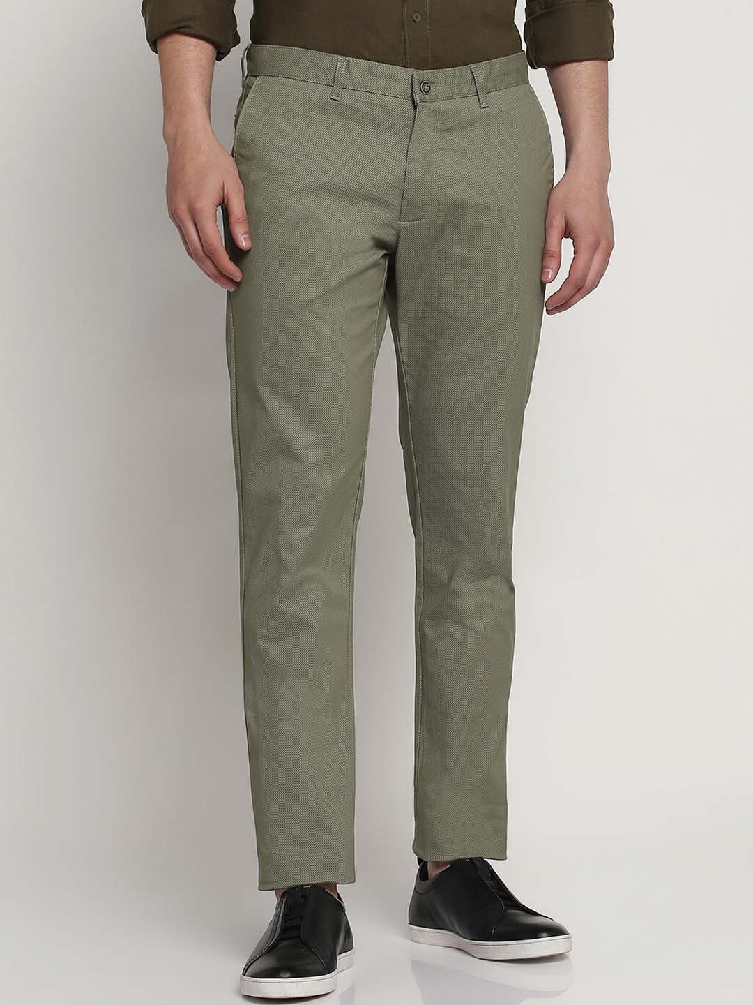 

Blackberrys Men Slim Fit Low Rise Chinos Cotton Trousers, Olive