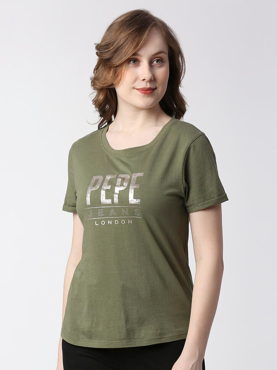 

Pepe Jeans Typography Printed Cotton Slim Fit T-shirt, Green