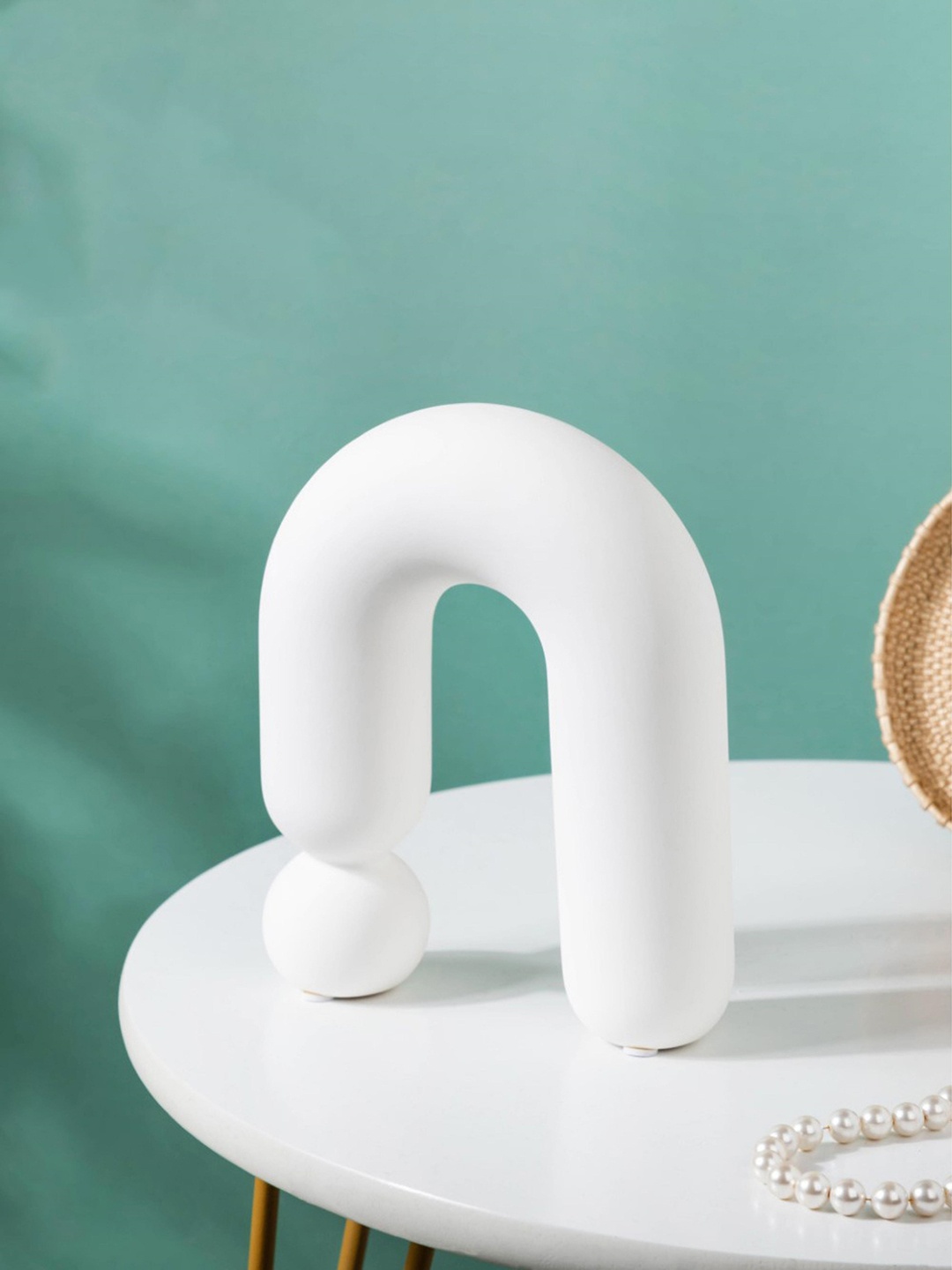 

Nestasia White U-Shaped Modern Ceramic Showpiece