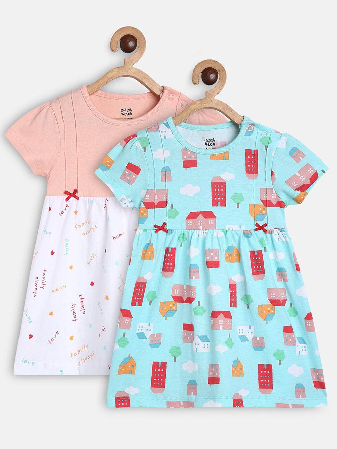 

MINI KLUB Infants Girls Pack Of 2 Printed A-Line Dress, Blue