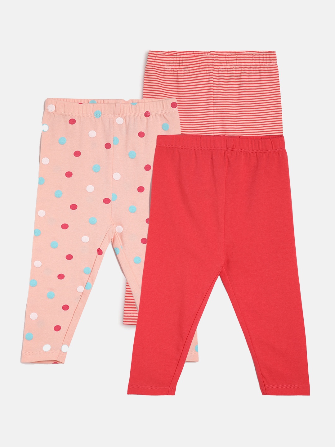 

MINI KLUB Infants Girls Pack Of 3 Mid-Rise Leggings, Pink