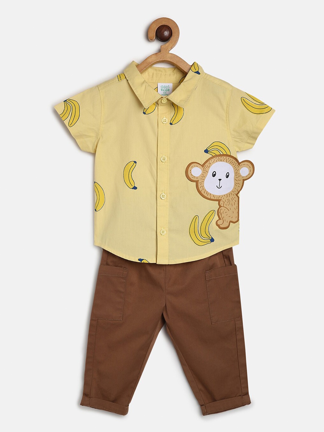 

MINI KLUB Boys Pure Cotton Shirt with Trousers, Yellow