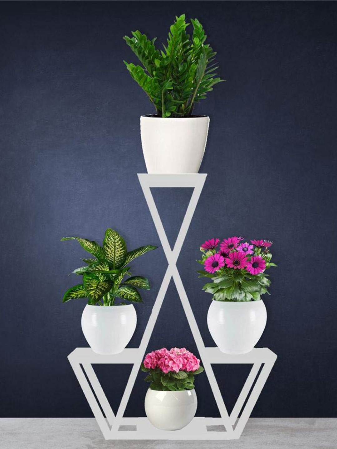 

TRUSTBASKET Elegant White Metal Planter Stand for Flower